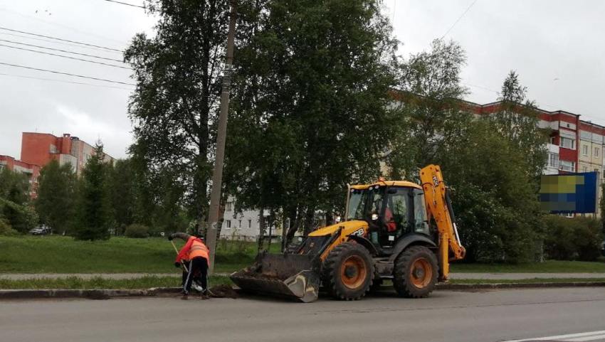 В Северодвинске продолжается уборка проезжих частей от песка
